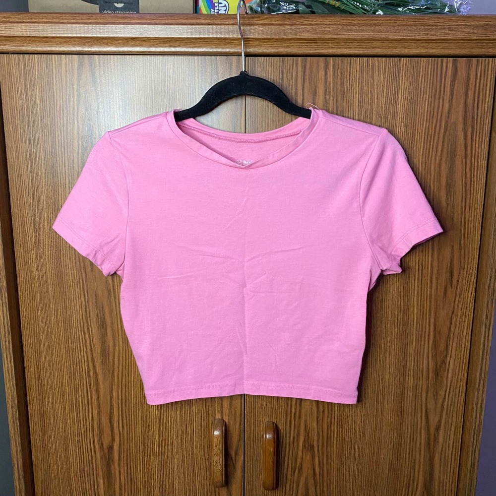 Wild Fable Crop Top Women Medium Pink Short Sleeve Crew Neck Tee